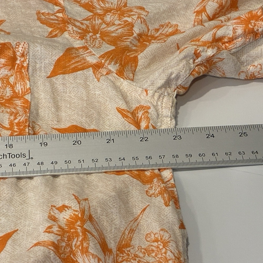 Club Room Luxury Linen Shirt Men L Hibiscus Short Sleeve Button Up Preppy Resort - Picture 9 of 10